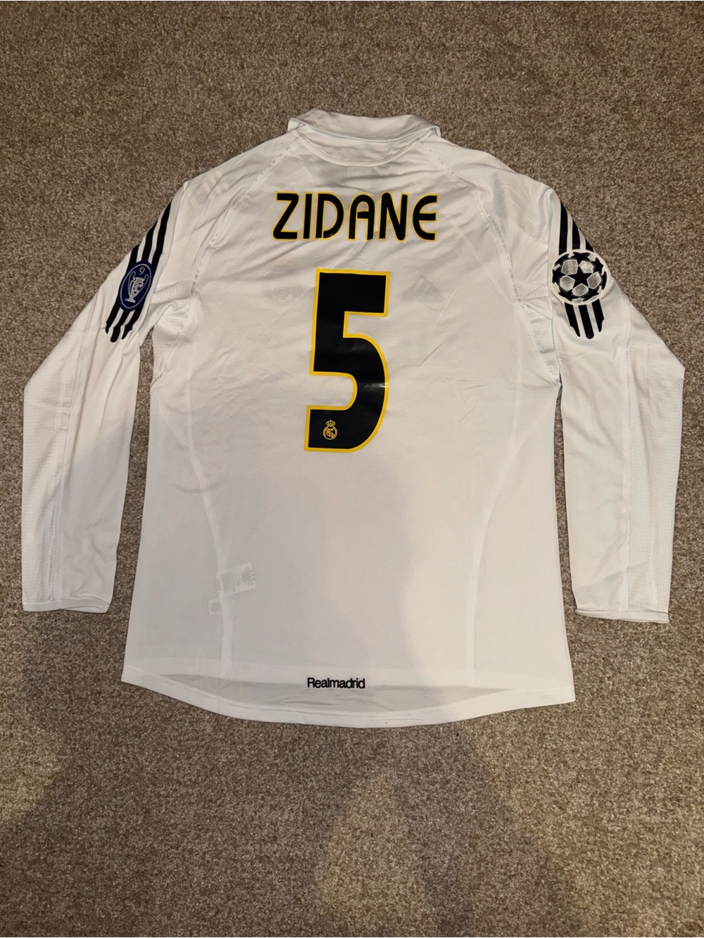 Adidas Real Madrid 2003-04 Zidane #5 Men’s Retro Home Soccer Long Sleeve Jersey